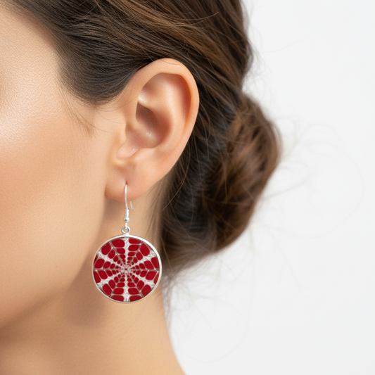 Handmade sterling silver with corals  earrings - Katerina Roukouna