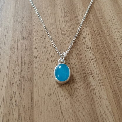 Sterling silver oval pendant with apatite - Katerina Roukouna