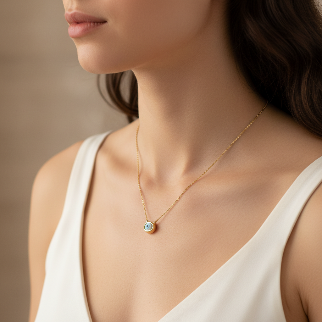 14K necklace with evil eye - Katerina Roukouna