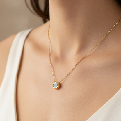 14K necklace with evil eye - Katerina Roukouna