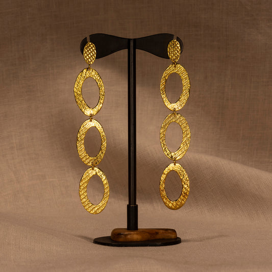 Oval gold plated sterling silver earrings