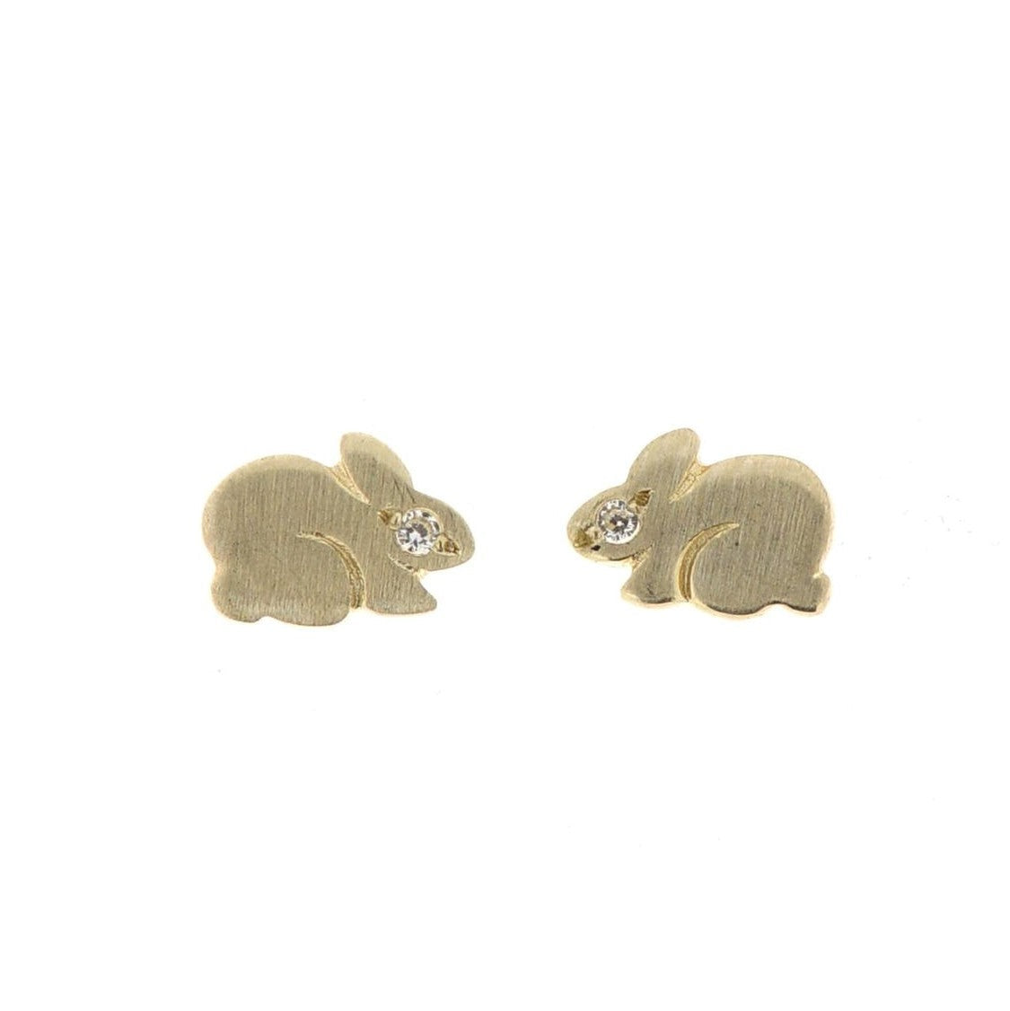 14K Gold tiny earrings with bunnies