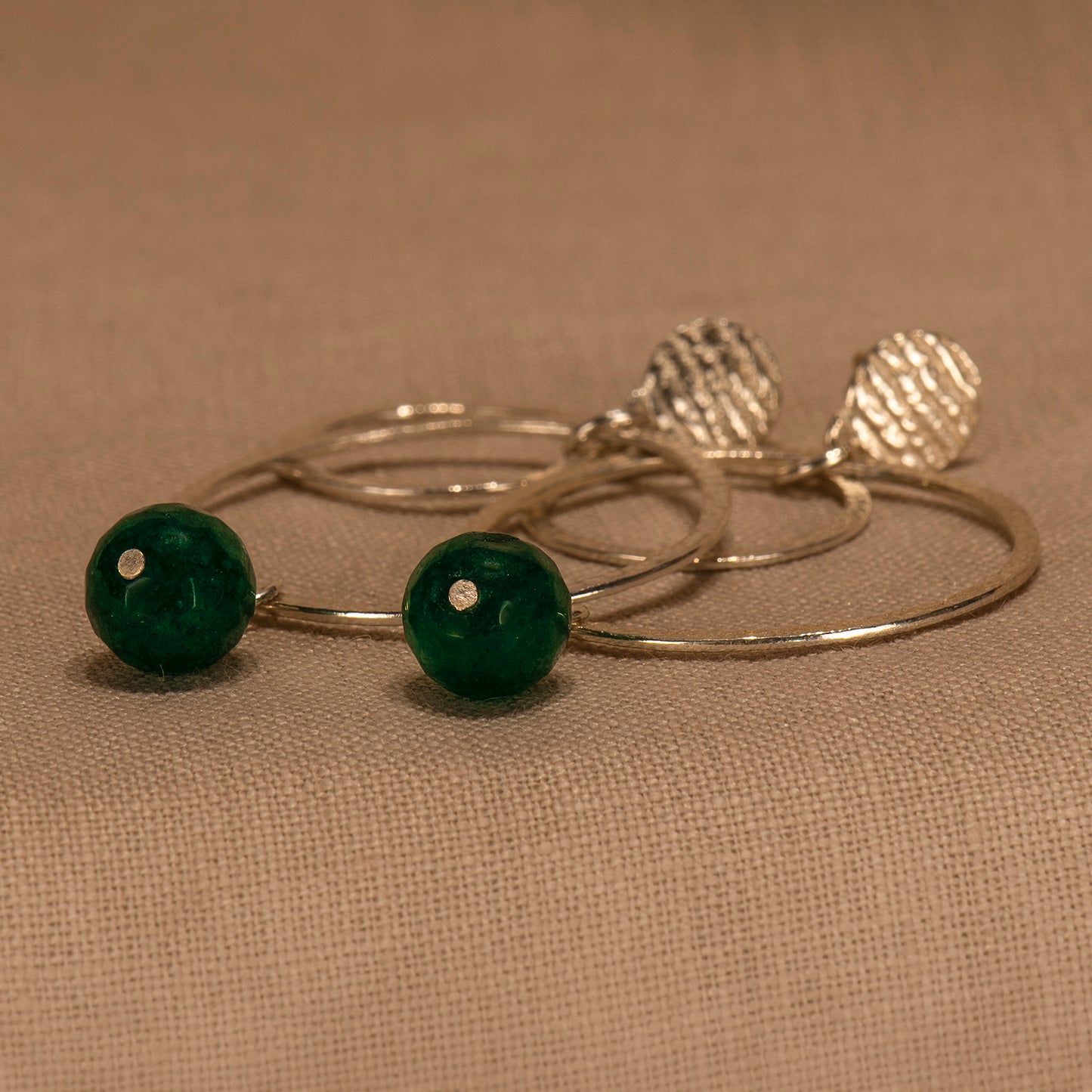 Double hook with green agate