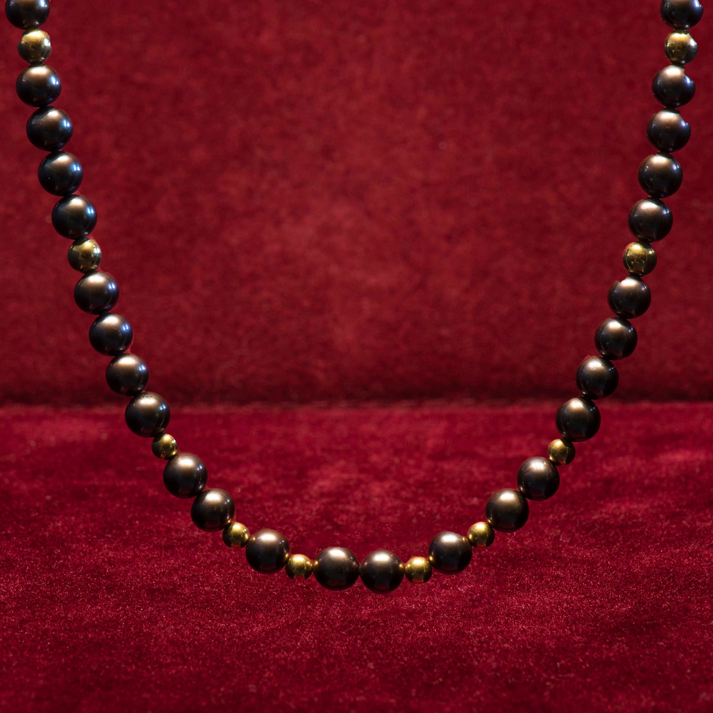 Grey pearls with 18k gold necklace
