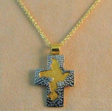 14k Handmade Gold cross with modern design