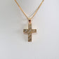 14k Yellow Gold Cross with zirkons -A