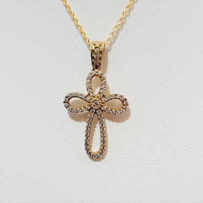 14K Yellow Gold Cross with zirkons ( III )