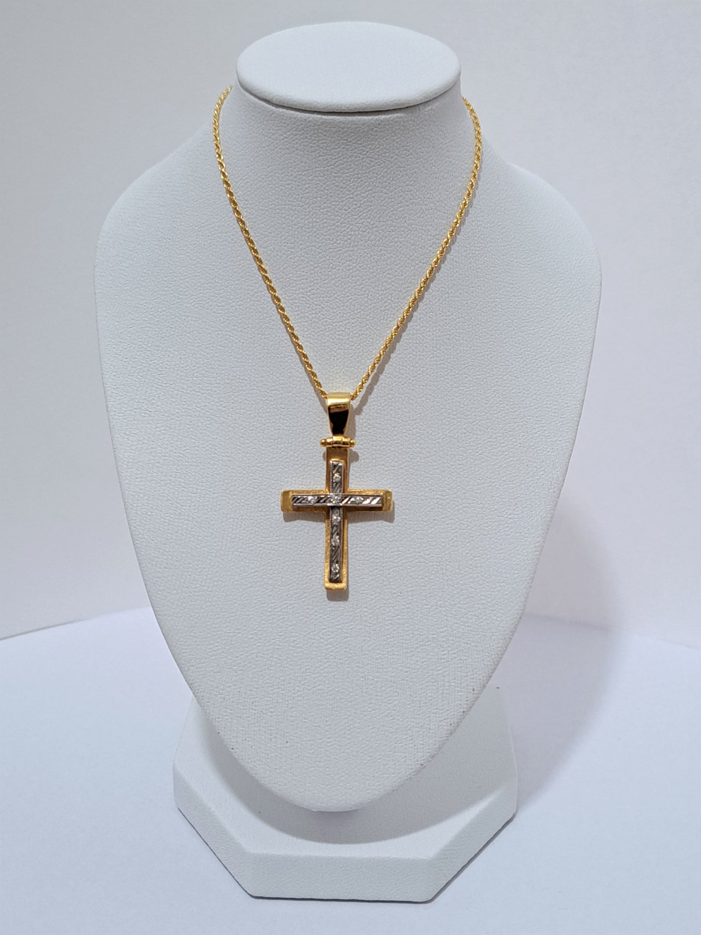 14k Handmade Gold Cross with zirkons (ΙΙ)