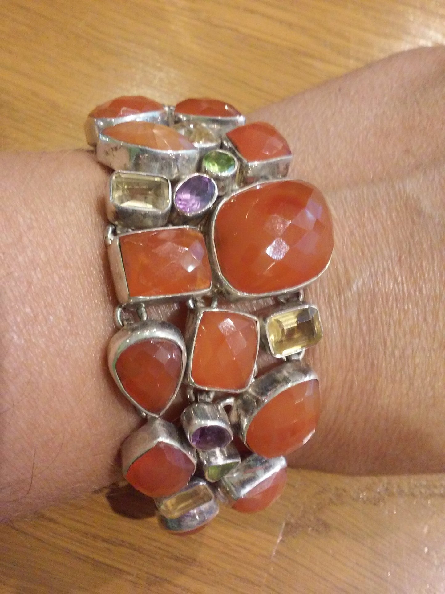 Handmade sterling silver bracelet with gemstones