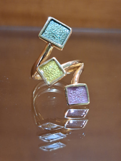 Gold plated sterling silver ring -squares