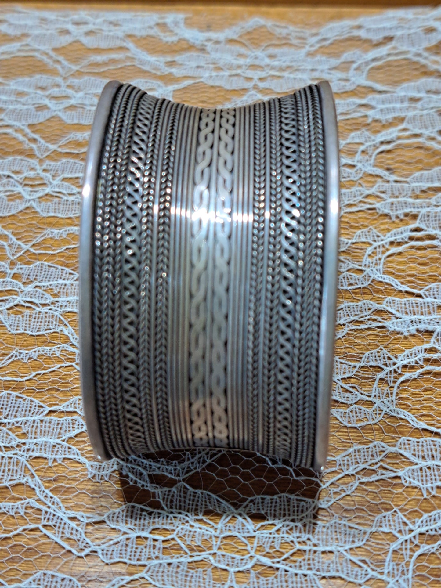 Handmade large sterling silver bracelet