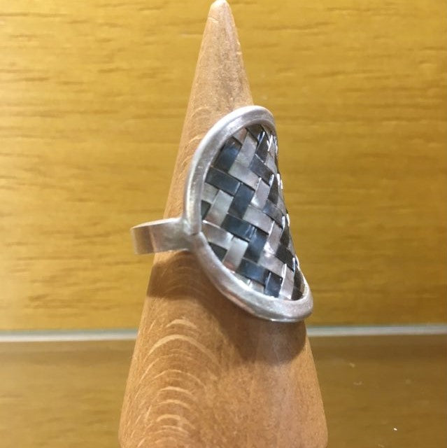 Handmade  silver ring with pattern.
