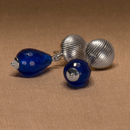 Silver earrings with blue oval agates (II)