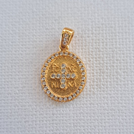 9K Gold Byzantine Charm with Zircon