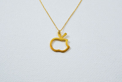 Apple  goldplated sterling silver necklace- outline of a bitten apple