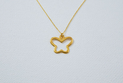 A gold plated  sterling silver butterfly  with goldplated sterling silver chain.
