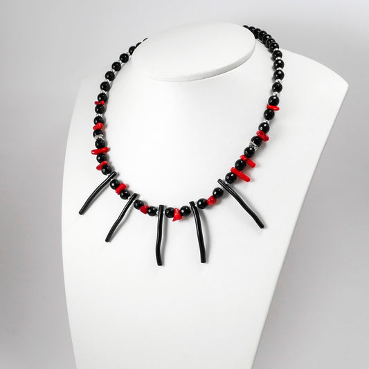 Black & Red Coral Necklace - Katerina Roukouna