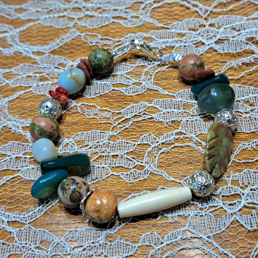 Handmade bracelet with semi precious stones and sterling silver