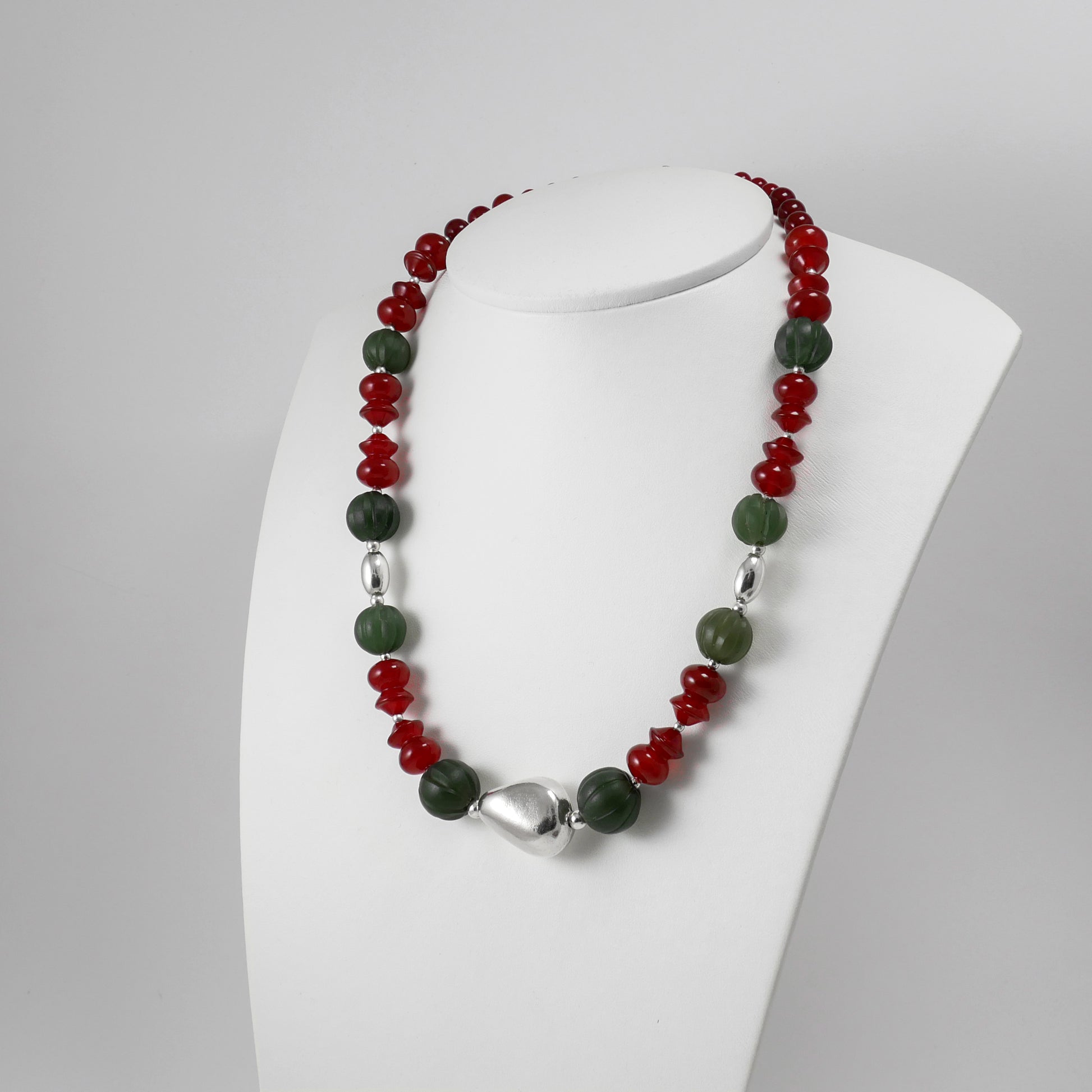 Carnelians & Jade Beads Necklace - Katerina Roukouna