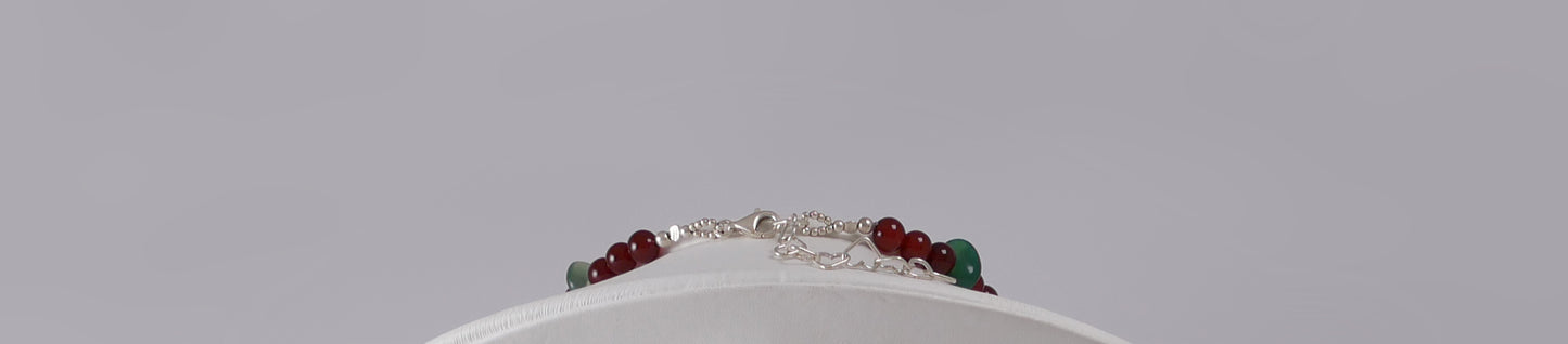 Multi-Color Necklace w' Sterling Silver Elements & Gemstones - Katerina Roukouna