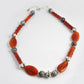 Cornelians, grey agates and sterling silver ethnic necklace.