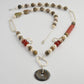 Hematite, jade,cornelians and pearls with silver necklace