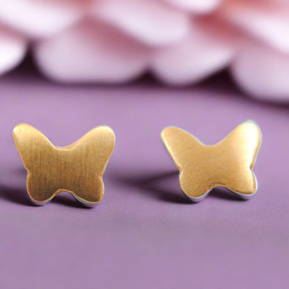 tiny stud goldplated  earrings with masive butterfies