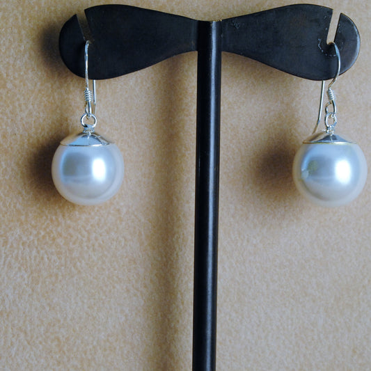 White pearl sterling silver earrings