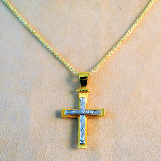 14k Handmade Gold Cross with zirkons (ΙΙ)