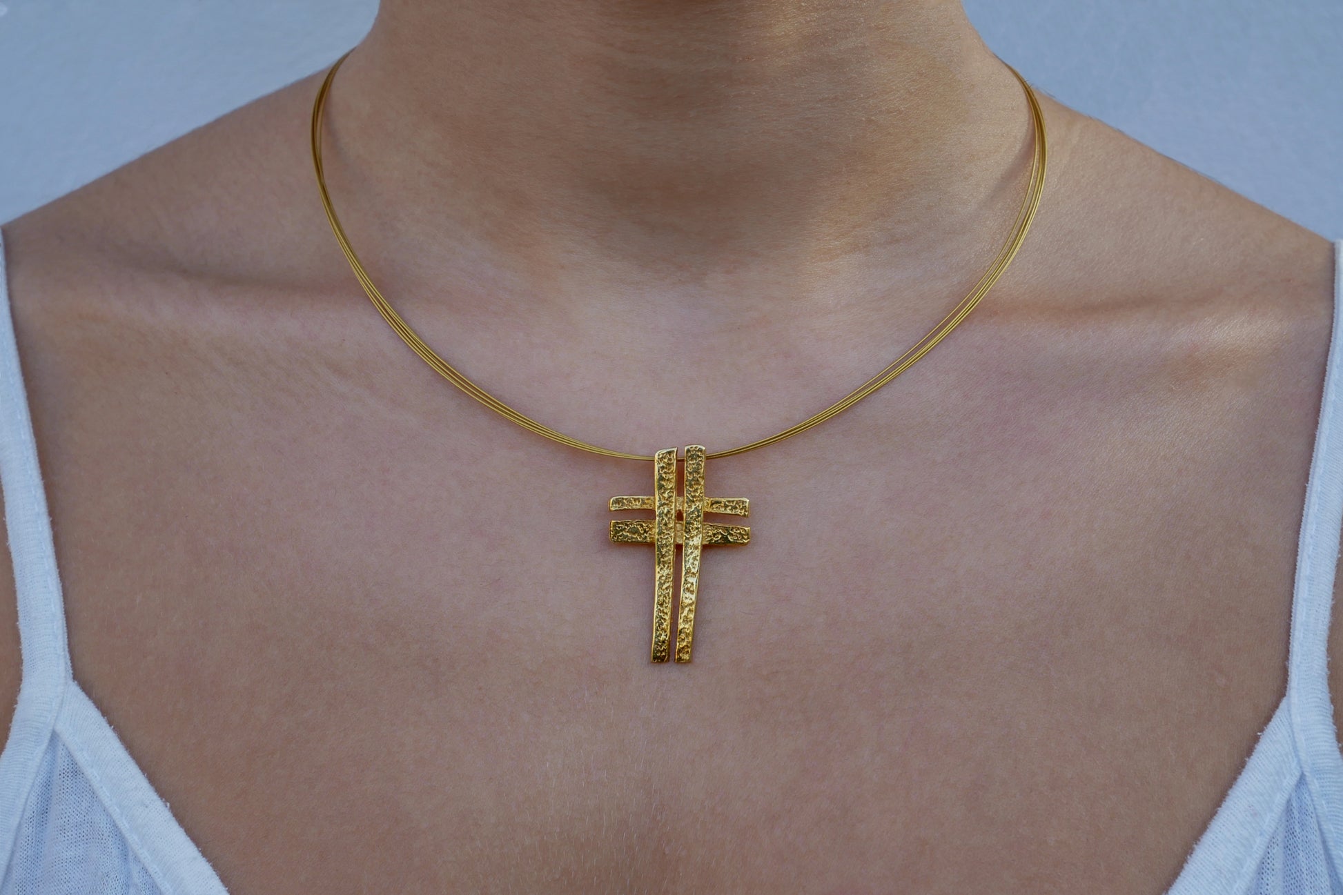 Double Designed Cross (Gold Plated) - Katerina Roukouna