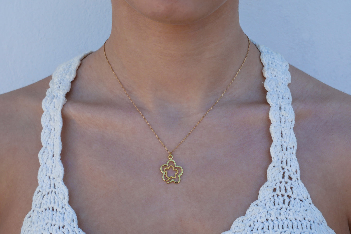 Double Flower Necklace (Gold-Plated)