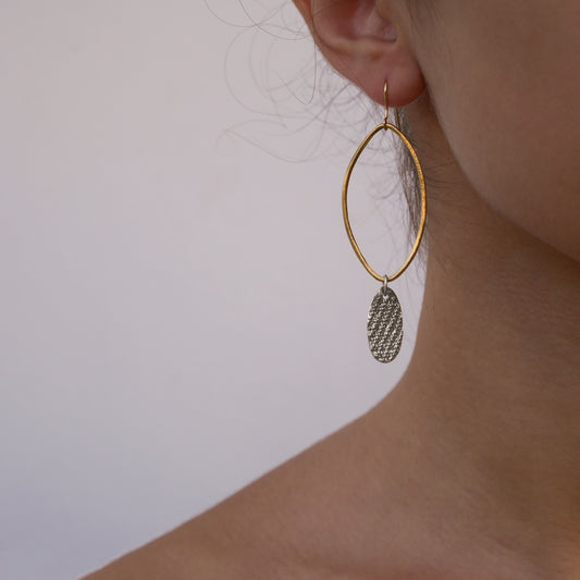 Double Oval Textured Earrings - Katerina Roukouna