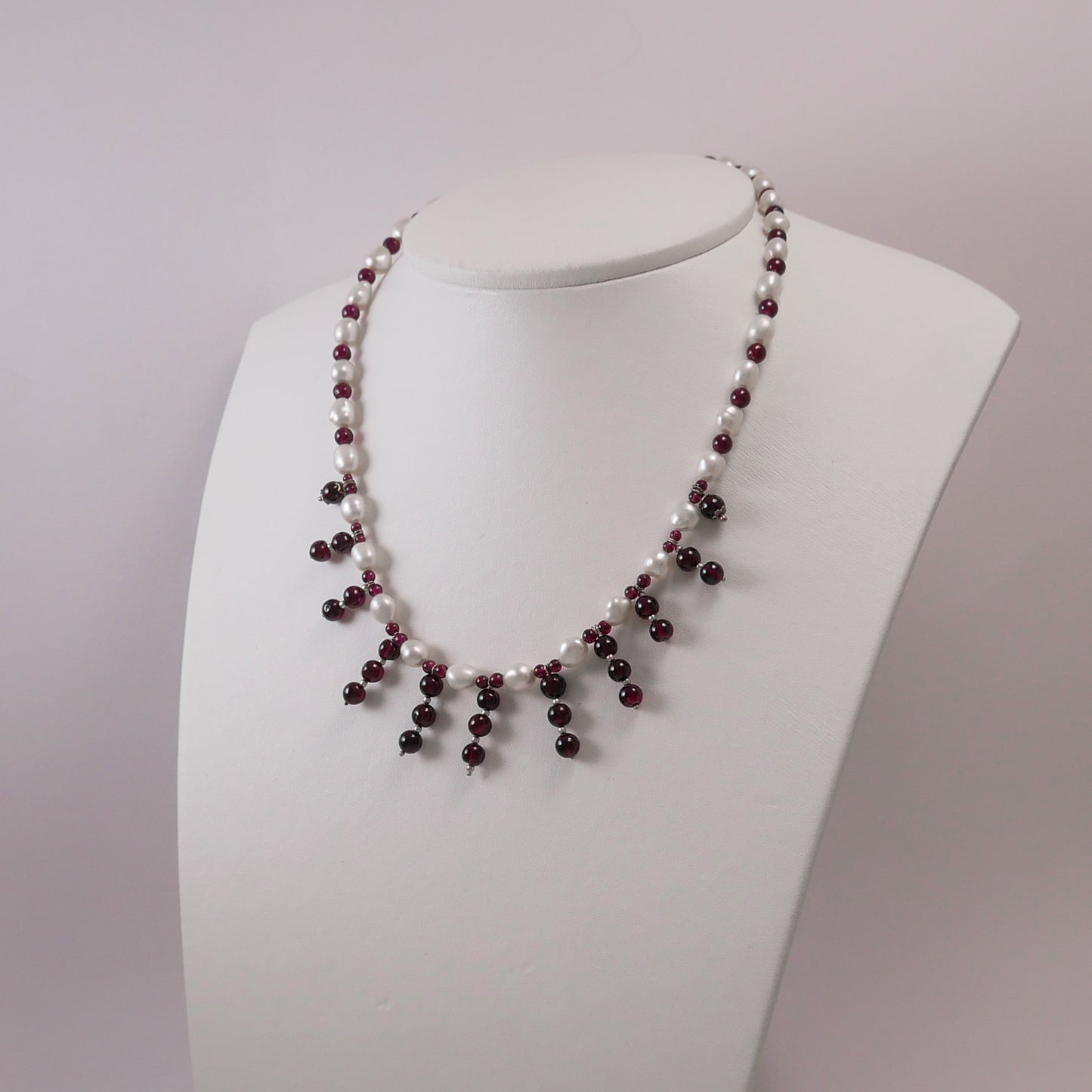 Pearls, Garnets, and Sterling Silver - Katerina Roukouna