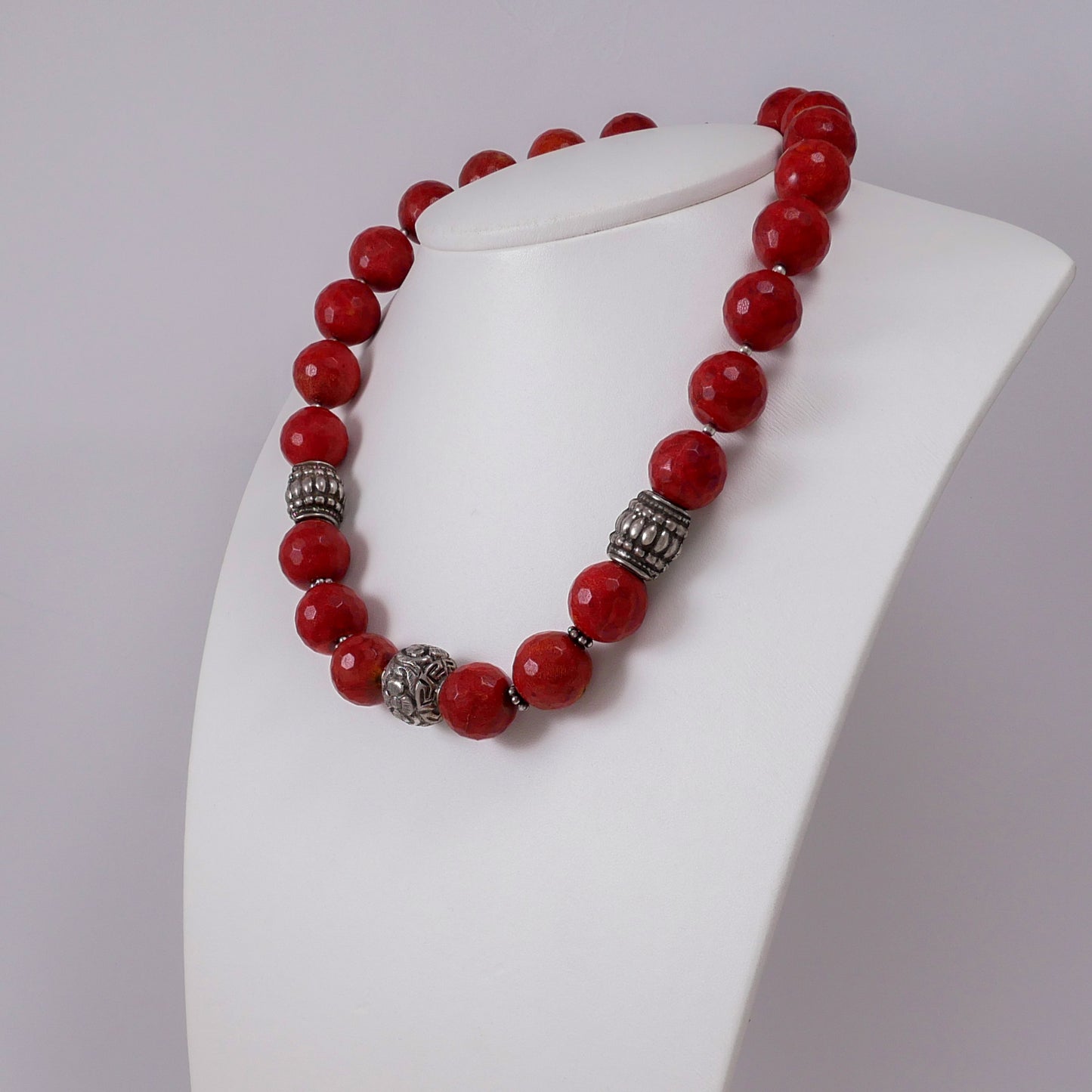 Ethnic Style Corals and Sterling Silver Necklace - Katerina Roukouna