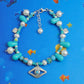 Evil eye ,turquoise and pearls bracelet.
