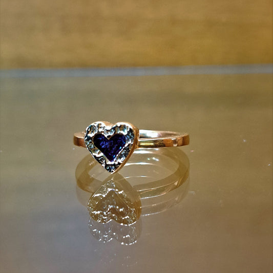 Gold plated sterling silver ring- purple heart