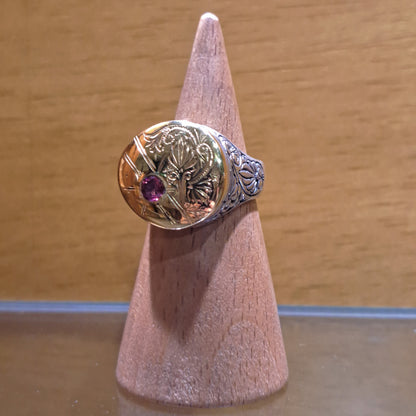 Handmade 18K and silver byzantine style ring