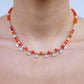 Carnelians, Pearls, and Silver Lilies Necklace - Katerina Roukouna