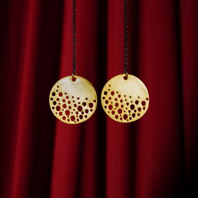Moons! Gold and black plated  silver earrings