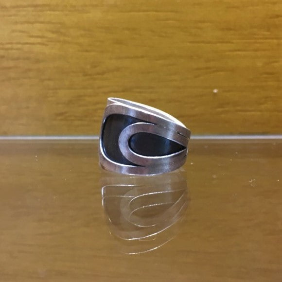 Handmade silver ring with black patina