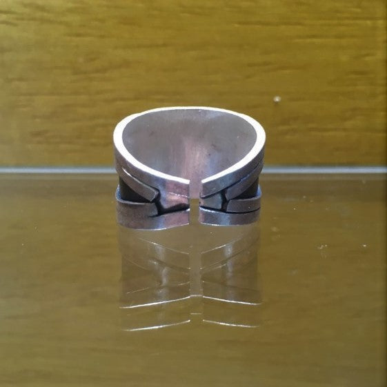 Handmade silver ring with black patina