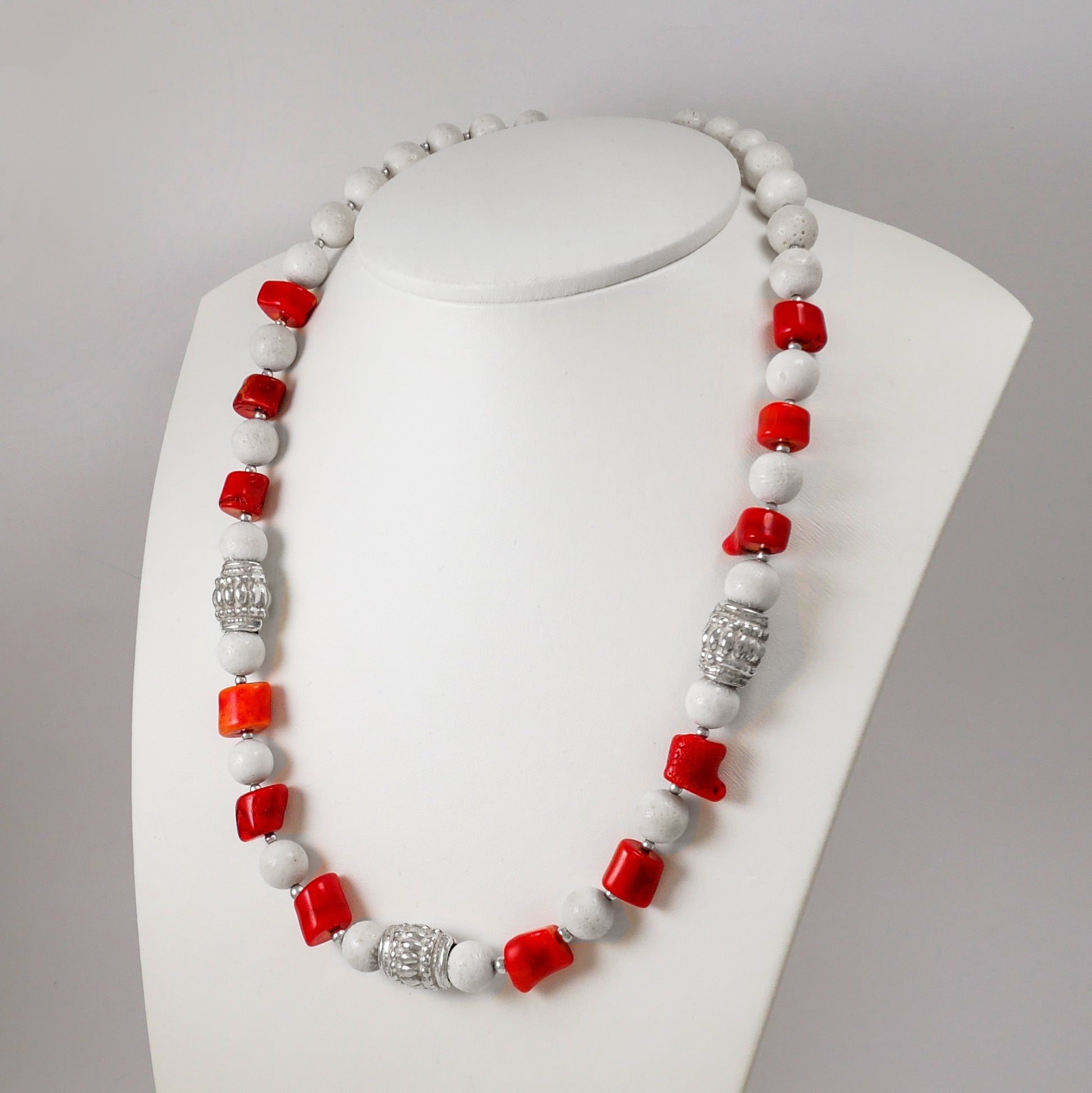 White and Red Corals Necklace - Katerina Roukouna