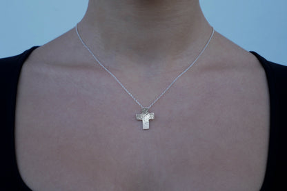 Tiny Silver Textured Cross - Katerina Roukouna