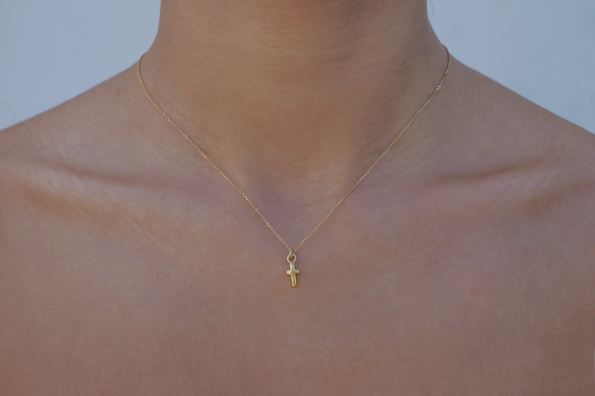Tiny thin Gold Plated Cross - Katerina Roukouna