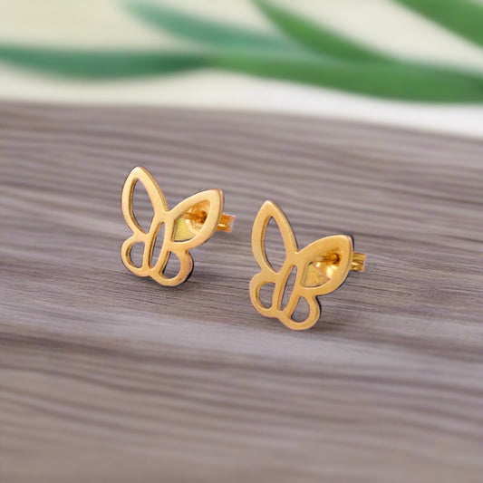 Tiny goldplated silver  stud earrings with butterflies