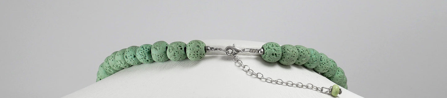 White Corals & Lava w' Sterling Silver Dolphin Necklace - Katerina Roukouna