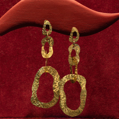 Long handmade  18K Gold earrings